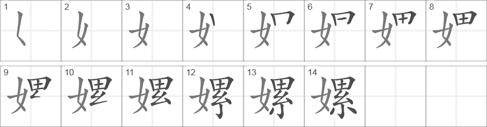 Написание иероглифа 嫘