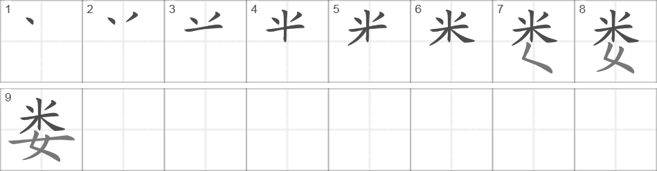 Написание иероглифа 娄