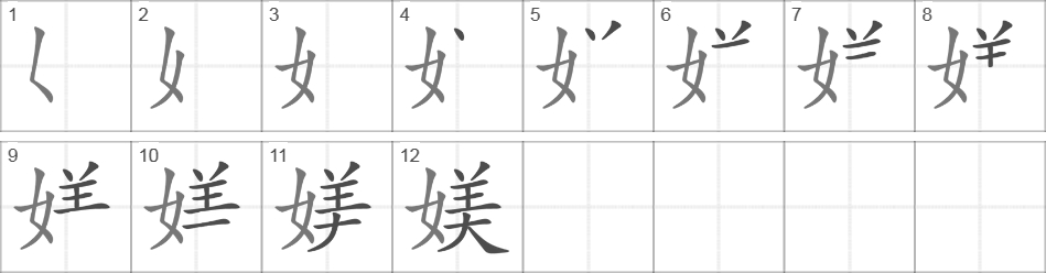 Написание иероглифа 媄