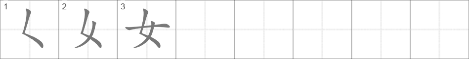 Написание иероглифа 女