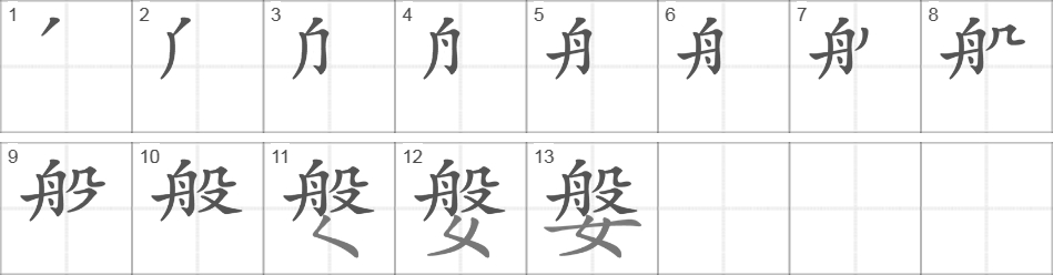 Написание иероглифа 媻