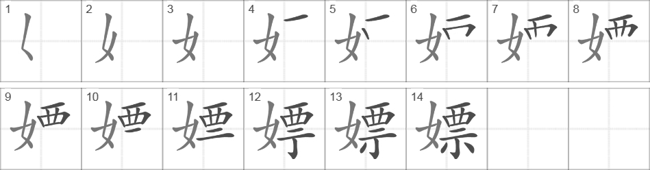 Написание иероглифа 嫖