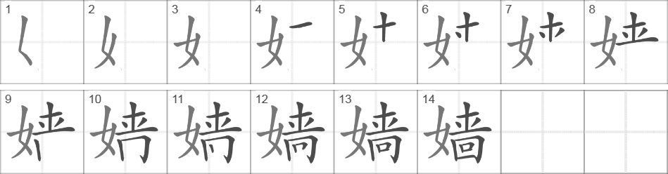 Написание иероглифа 嫱