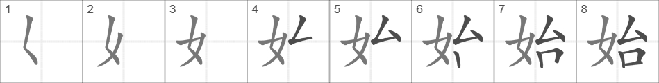 Написание иероглифа 始