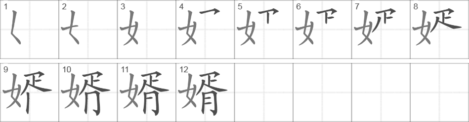 Написание иероглифа 婿