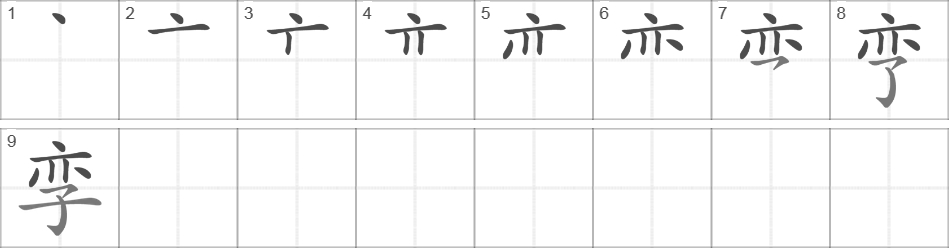 Написание иероглифа 孪