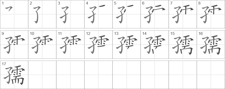 Написание иероглифа 孺