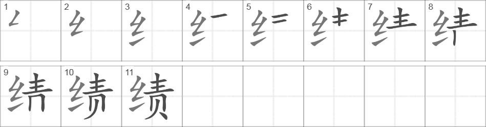 Написание иероглифа 绩