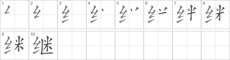 Написание иероглифа 继