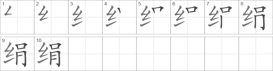 Написание иероглифа 绢