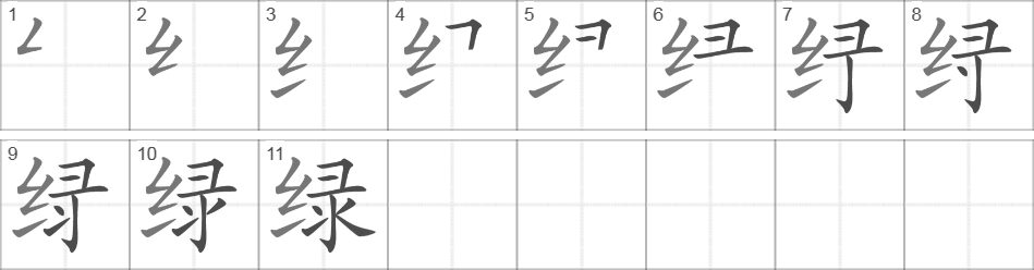 Написание иероглифа 绿