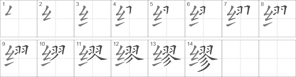 Написание иероглифа 缪