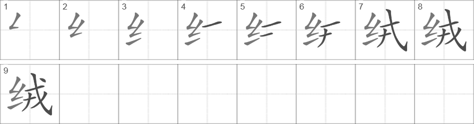 Написание иероглифа 绒