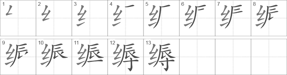 Написание иероглифа 缛