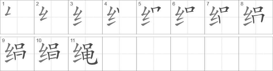 Написание иероглифа 绳