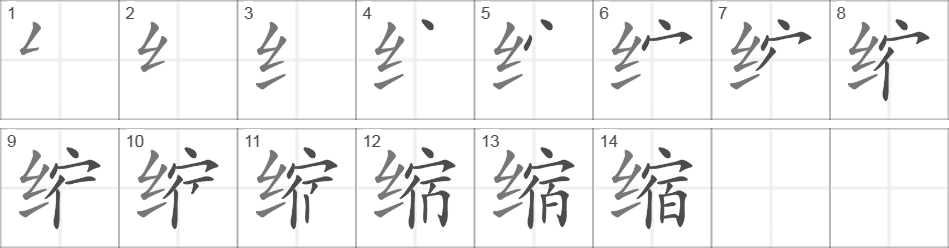 Написание иероглифа 缩