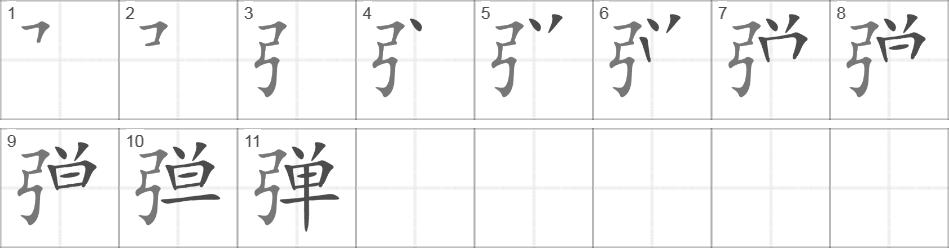 Написание иероглифа 弹