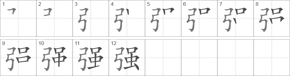 Написание иероглифа 强