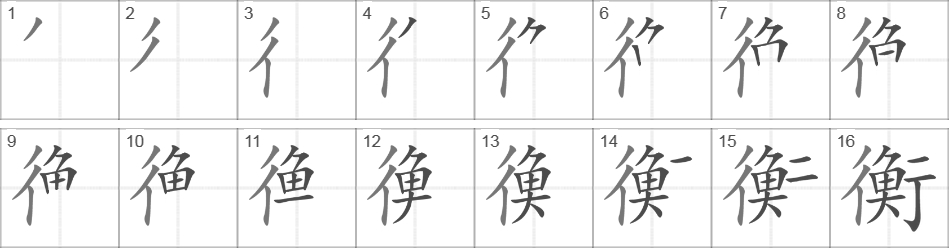 Написание иероглифа 衡