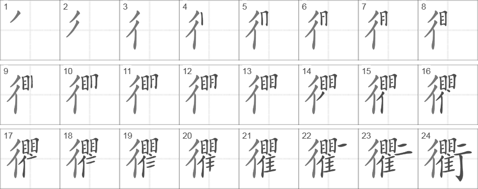 Написание иероглифа 衢