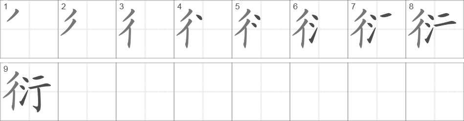 Написание иероглифа 衍