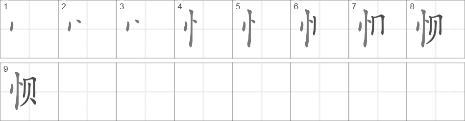 Написание иероглифа 恻