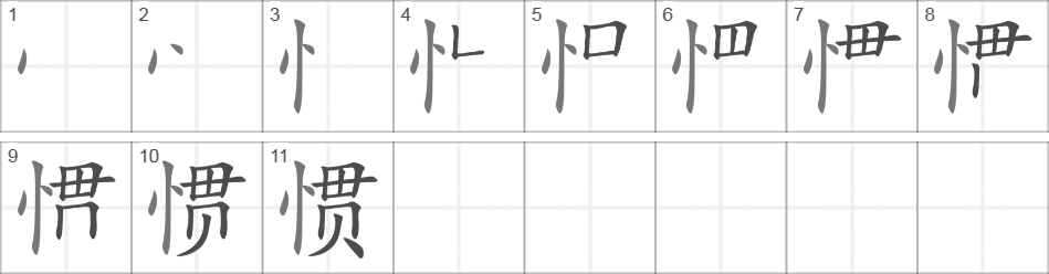 Написание иероглифа 惯