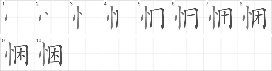 Написание иероглифа 悃