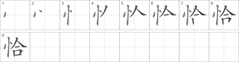 Написание иероглифа 恰