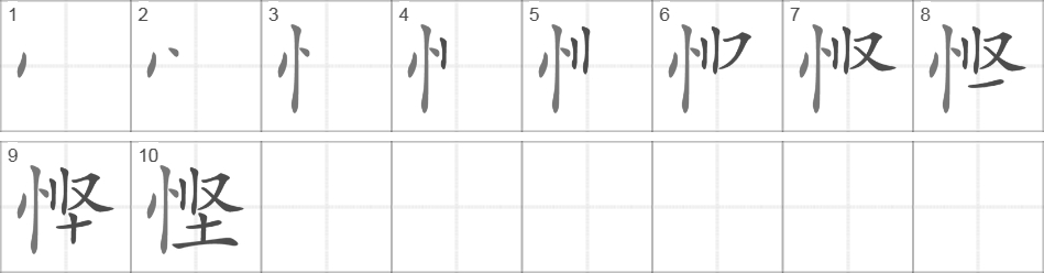 Написание иероглифа 悭