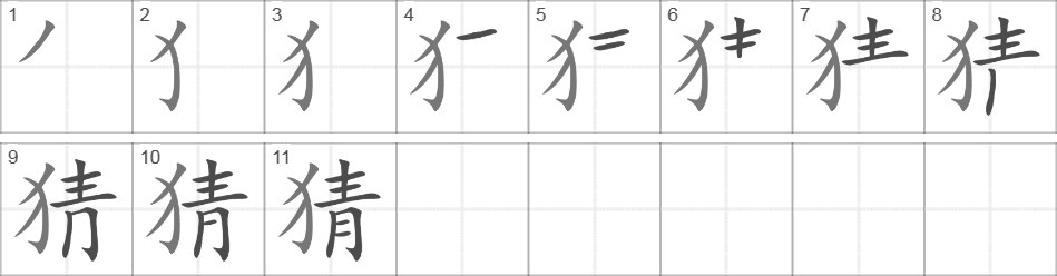 Написание иероглифа 猜