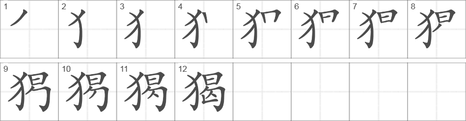 Написание иероглифа 猲