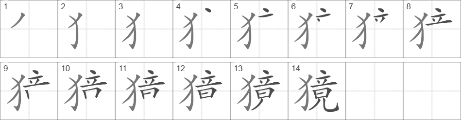 Написание иероглифа 獍