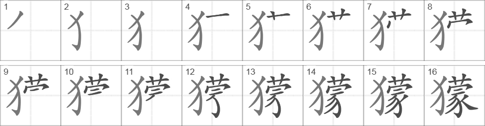 Написание иероглифа 獴