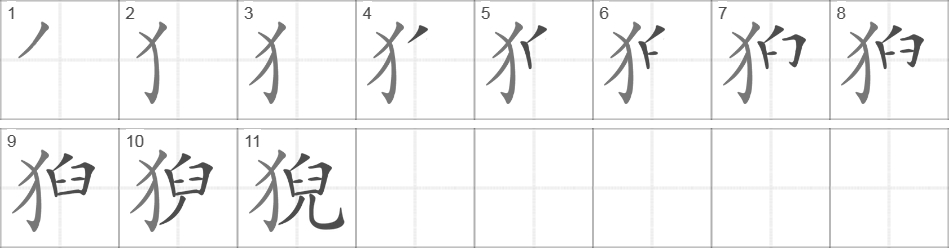 Написание иероглифа 猊