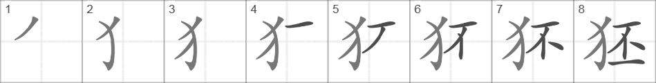 Написание иероглифа 狉