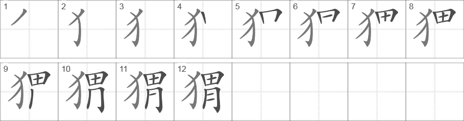 Написание иероглифа 猬