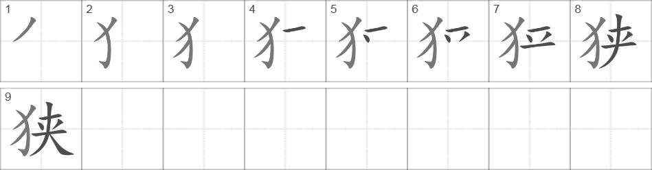 Написание иероглифа 狭