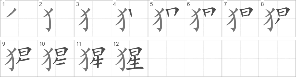 Написание иероглифа 猩