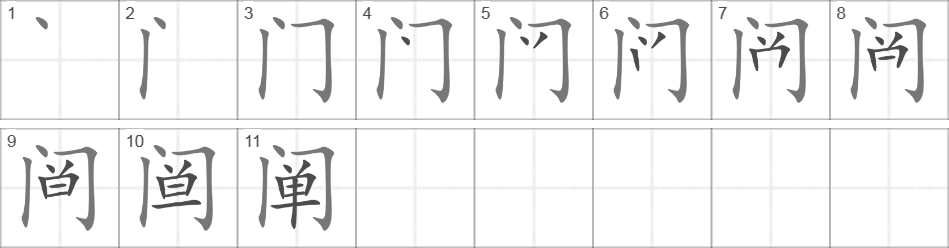 Написание иероглифа 阐