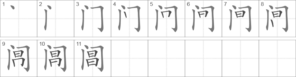 Написание иероглифа 阊