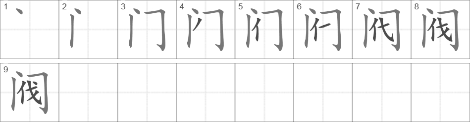 Написание иероглифа 阀