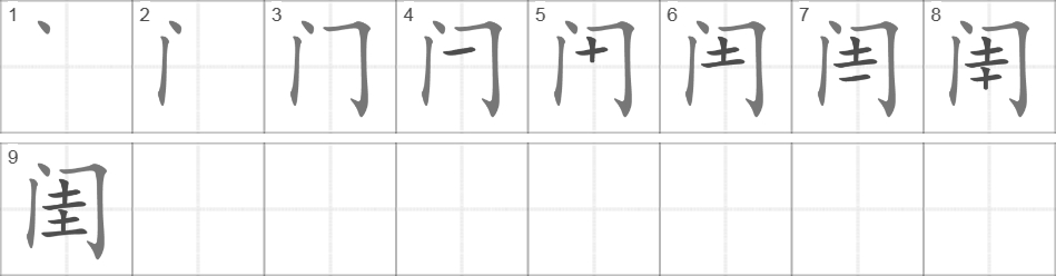 Написание иероглифа 闺