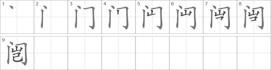 Написание иероглифа 闿