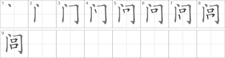 Написание иероглифа 闾