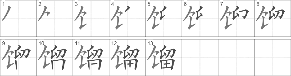 Написание иероглифа 馏