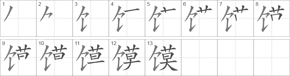 Написание иероглифа 馍