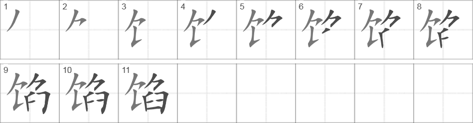 Написание иероглифа 馅