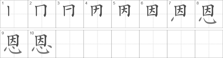 Написание иероглифа 恩