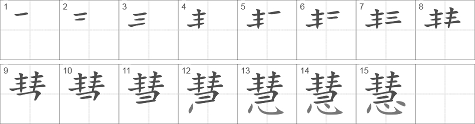 Написание иероглифа 慧